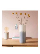 Tall Hand Painted Ribbed Vase