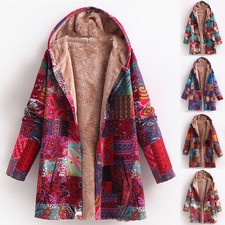 Womens Linen PRINT Hooded
