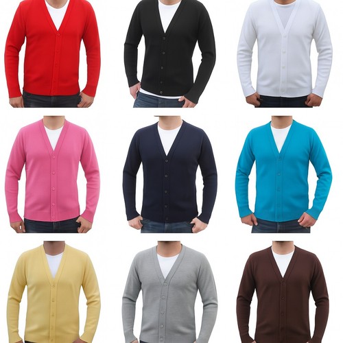 Mens knitted cardigan jumper - jumper, v