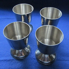 4 x  Vintage Stainless Steel Goblets Wine / Drinking Cups 