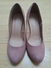 Dusky Pink Court Shoes Wide Fit Suedette High Heeled Size 5