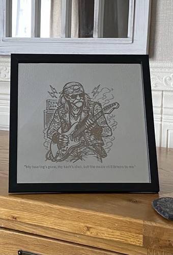 Guitarist laser engraved - laser, on