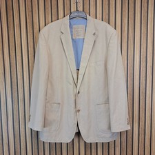 Canda Linen Jacket Blazer Mens 46 Beige Relaxed Cotton Linen Blend