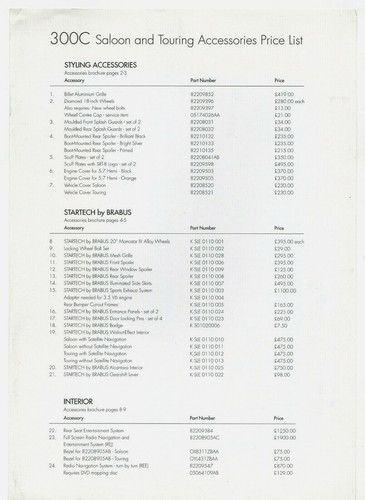 Chrysler 300c accessories - chrysler,