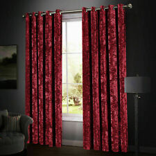 New Modern  Eyelet Ring Top Fully Lined Curtains Crushed Velvet Santiago (Pair)