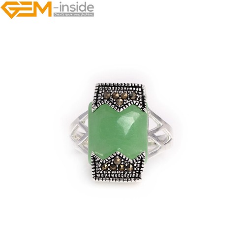 Jade agate ring rectangle - ring,