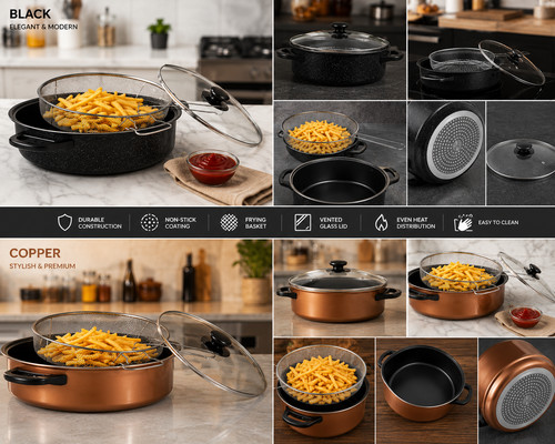 24cm non stick chip pan - non-stick,