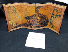 VINTAGE JAPANESE MINIATURE SCREEN Plum Tree In Red By Korin Ogata Fukui Asahido