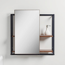 Sliding Door Bathroom Mirror Storage Cabinet Sliding Mirror Door 2 Shelves