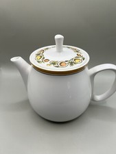 VTG Franciscan Teapot Pickwick 4 Cup 32 Oz White Stoneware Fruit Autumn Border