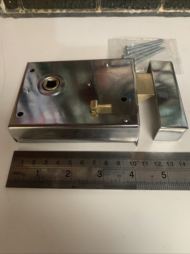Rim lock fluted - lock, chrome