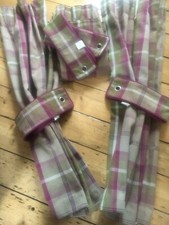DUNELM Green purple Two Pairs Scottish Tartan Tab Top Curtains 45in W 52inD X4