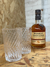 2 x Monkey Shoulder Ribbed Swirl Highball Whisky Tumbler Glass