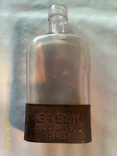 Antique whisky bottle metal - whisky,