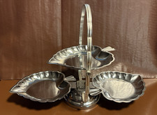 Vintage 2 Tier Folding Serving Tray with 3 Leaf Shaped Trays, Cakes, Sweets etc.