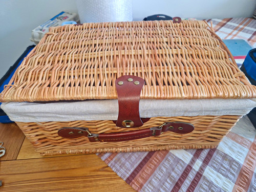 Wicker picnic basket hamper - basket,