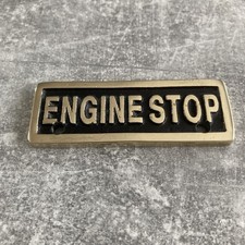 Brass ‘Engine Stop’ Plate Sign Boat/Narrowboat