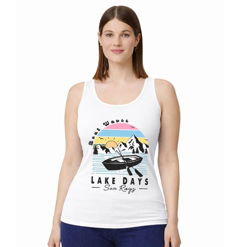 Boat waves lake - boat, womens