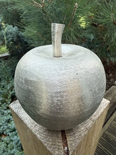 Brushed steel apple ornament - brushed,