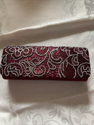 Wine satin and diamanté - wine,