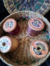 4 x Vintage Wooden Cotton