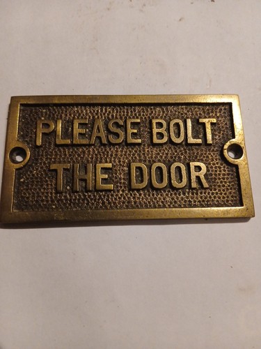 Old brass sign plaque - sign, /