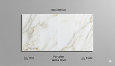 300x600mm White Marble Effect Porcelain Tiles with Gold Veins 10/20sqm Joblot