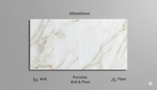 300x600mm white marble effect - white,