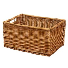 Brown Wicker Storage Basket Rustic Woven Bathroom Kitchen Organise Tidy