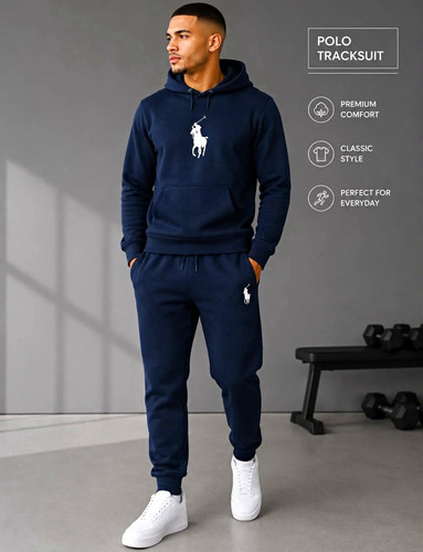 Polo men navy 2pc hooded - navy,