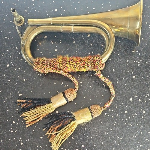 Vintage brass military bugle - brass,