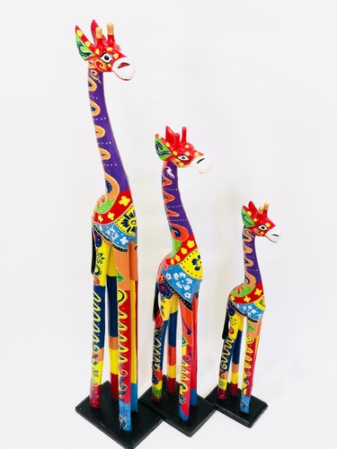 Wooden giraffe statue - wooden,