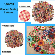 100PCS Wooden Sewing Buttons