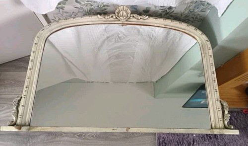 White ornate arched - arched, overmantle