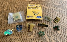 Vintage Lot of 10 Enamel Advertising Pins/Badges  Barbour Damart Calvados Scope