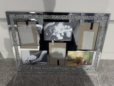 Photo Frame Glam Mirrored Sparkle 6 Silver Crystal Border Wall Frame
