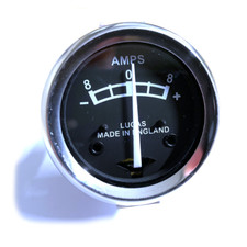 Lucas Ammeter 1 5/8" Inch Black Face 8 - 0 - 8 Classic British Motorcycles