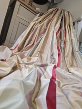 Laura Ashley 80x86" Curtains 100% Silk Caspian Stripe Cranberry Long Patio Doors