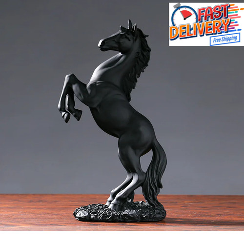 Black rearing horse - rearing, statue