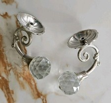 2 X curtain Voile Tie Backs Metal And Glass Crystal