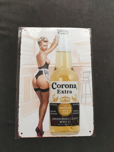 Corona girl with bottle metal - with,