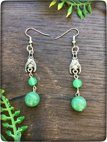 New green beads silver - new,
