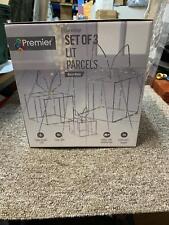 Premier Warm White Led Christmas Present Silhouette, Set Of 3