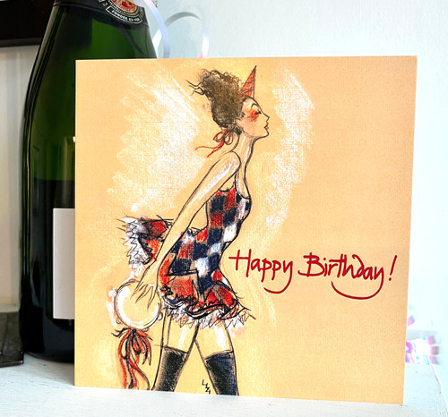 Happy birthday card harlequin - happy, card;harlequin