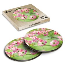 Round MDF Coaster Pink Blossom