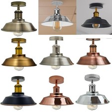 Vintage Industrial Ceiling Light Fixture Semi Flush Mount Retro Metal Shade Lamp