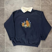 Ramblers Embroided Sweatshirt Jumper Pullover Collared Navy Cats - size Medium