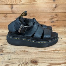 Dr Martens Sandals Womens UK 6 Clarissa 2 Quad Black Leather Gladiator AirWair*
