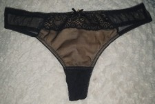 PRIMARK Black Nude Lace Mesh Thong Size Extra Small 6 8 BNWOT
