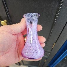 Vintage Caithness Glass Rondo Vase Pink & White Speckled labelled 